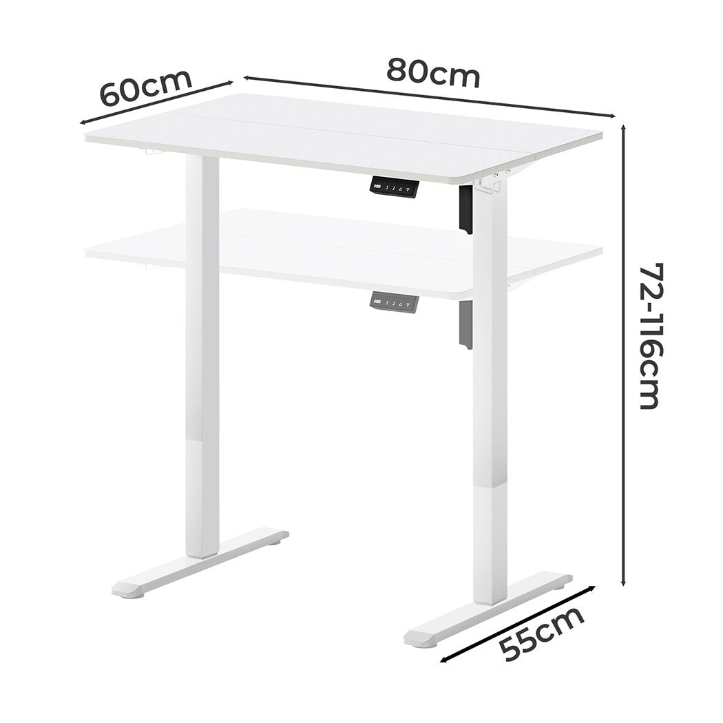 Electric Height Adjustable Standing Desk 80x60cm with Motorised Lift - White - Rivercity House & Home Co. (ABN 18 642 972 209) - Affordable Modern Furniture Australia