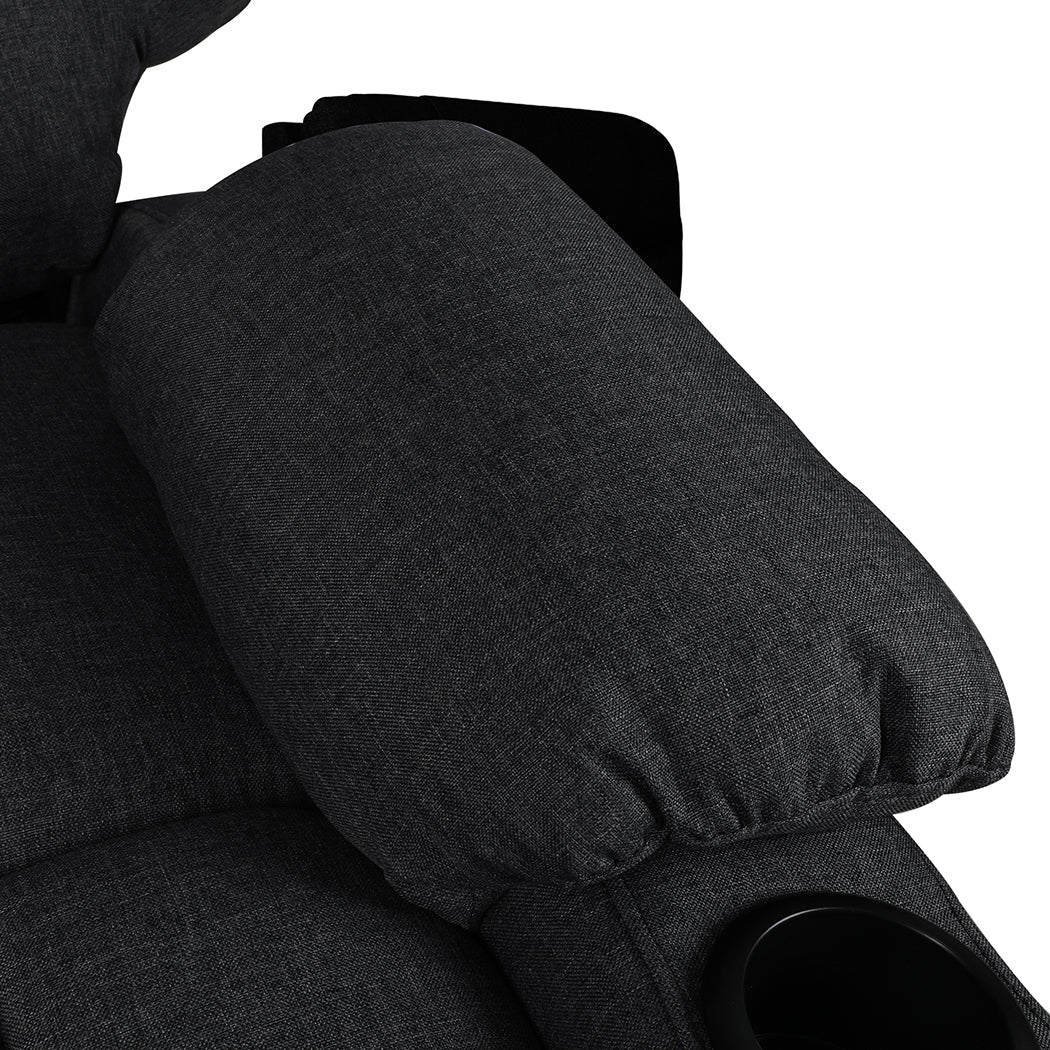 Electric Lift Recliner Chair with USB and Cup Holders - Black - Rivercity House & Home Co. (ABN 18 642 972 209) - Affordable Modern Furniture Australia