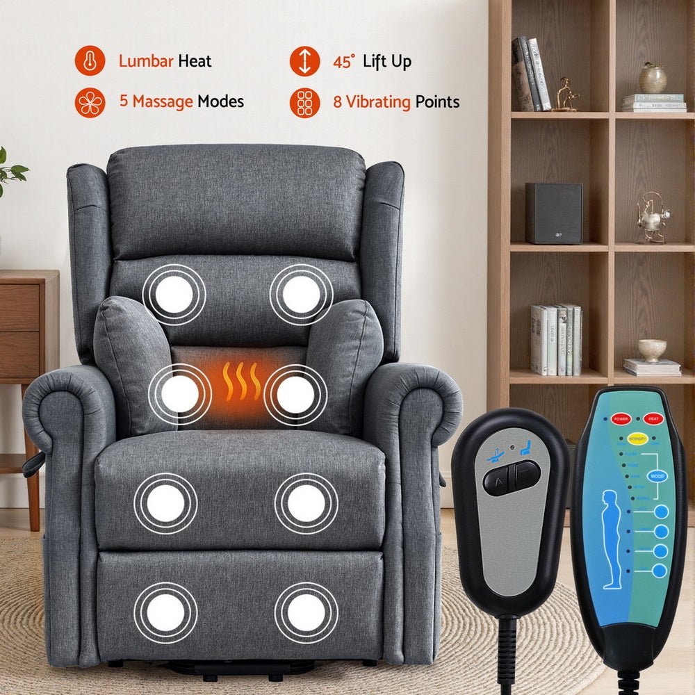 Electric Recliner Chair Power Lift Massage Heated Recliner Sofa - Furniture > Bar Stools & Chairs > Arm Chairs & Recliners - Rivercity House & Home Co. (ABN 18 642 972 209) - Affordable Modern Furniture Australia