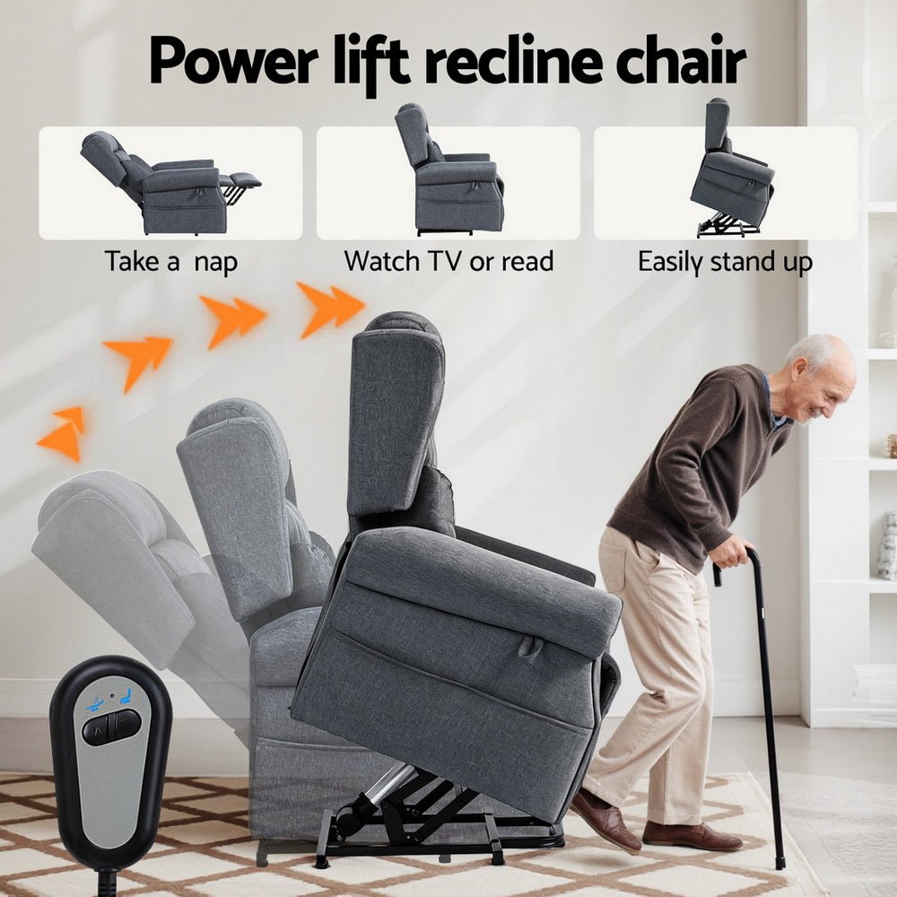 Electric Recliner Chair Power Lift Massage Heated Recliner Sofa - Furniture > Bar Stools & Chairs > Arm Chairs & Recliners - Rivercity House & Home Co. (ABN 18 642 972 209) - Affordable Modern Furniture Australia