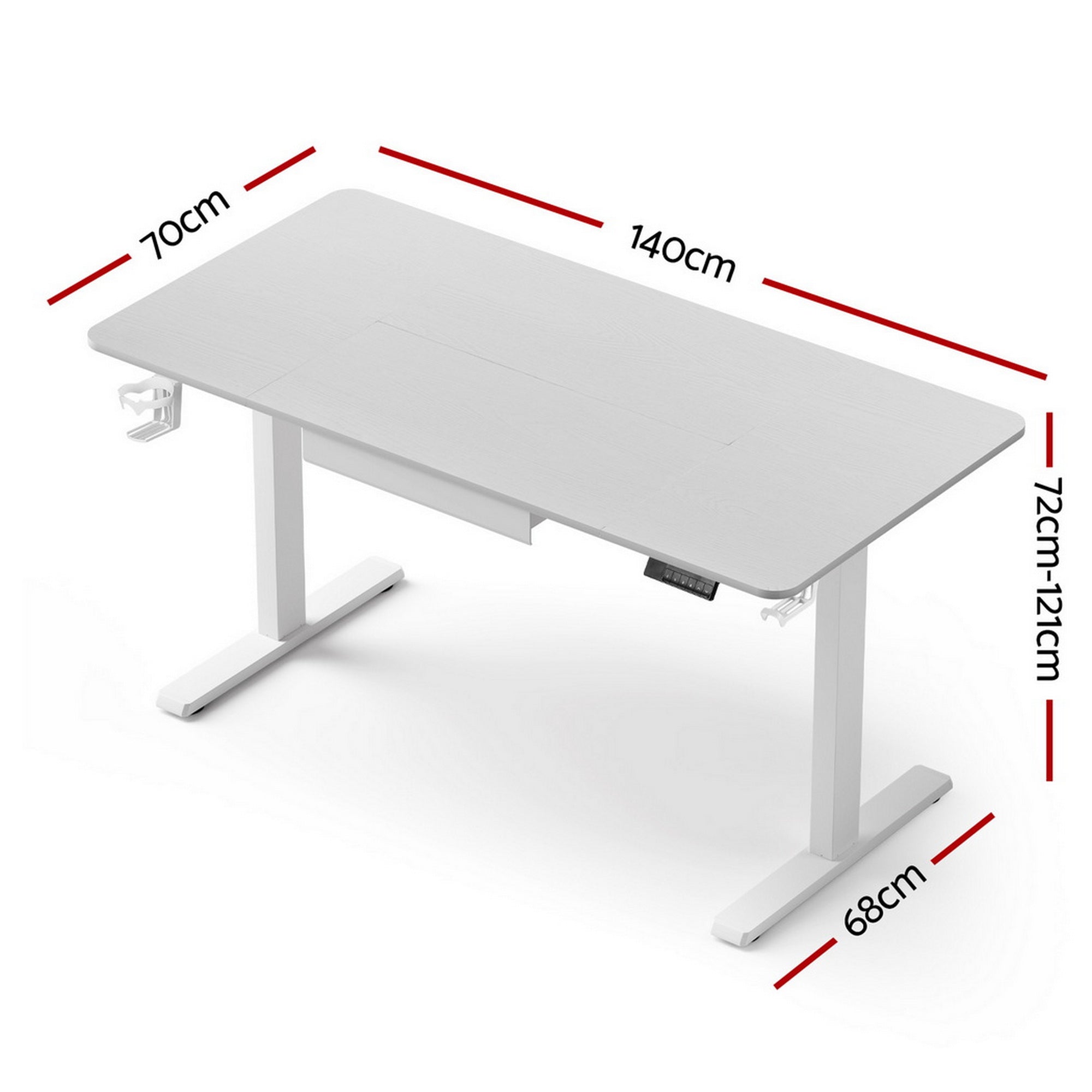 Electric Standing Desk 140cm Adjustable Height Motorised Home Office Desk Drawer - Furniture > Office > Desks - Rivercity House & Home Co. (ABN 18 642 972 209) - Affordable Modern Furniture Australia