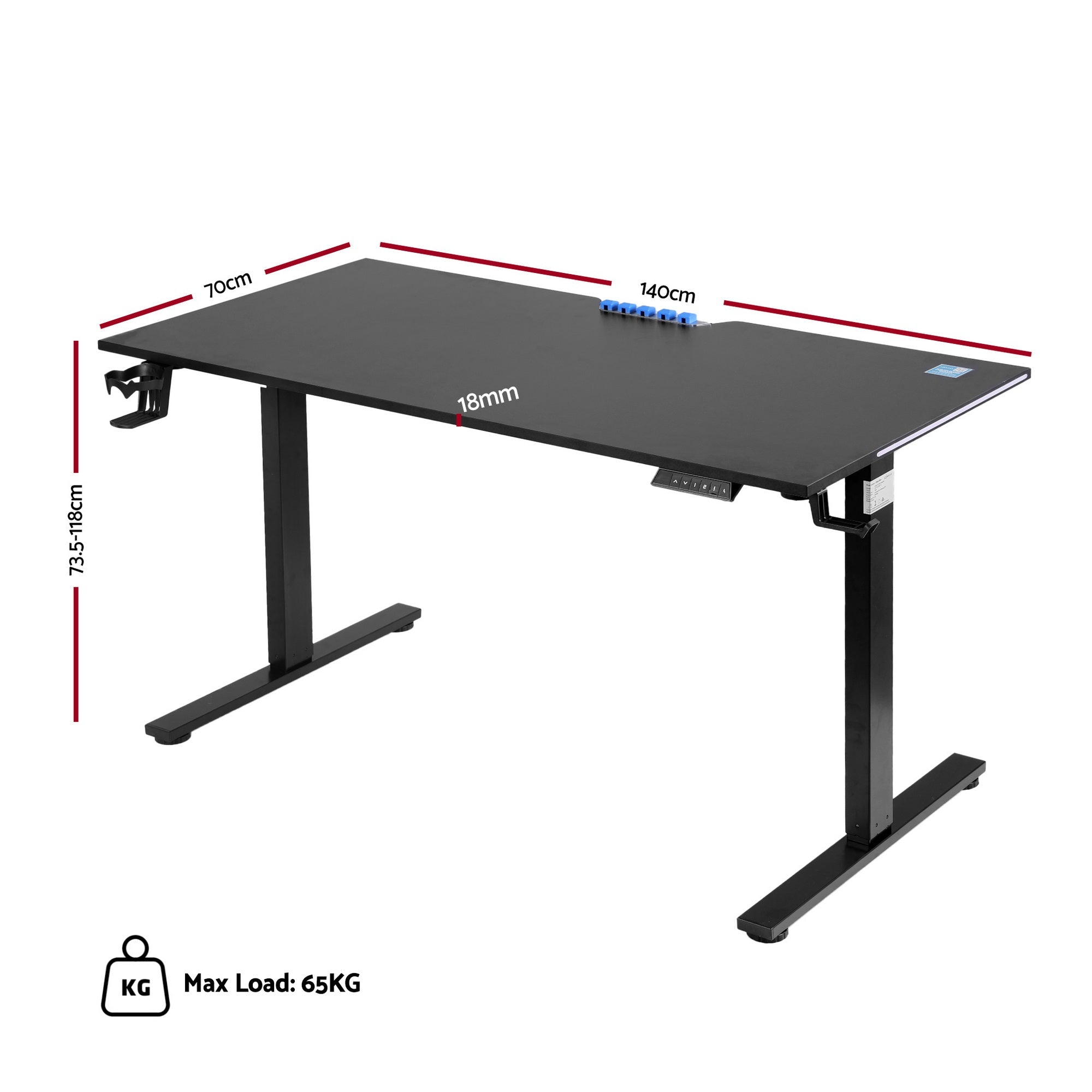 Electric Standing Desk Height Adjustable Gaming Desk Home Office 140cm - Furniture > Office > Desks - Rivercity House & Home Co. (ABN 18 642 972 209) - Affordable Modern Furniture Australia