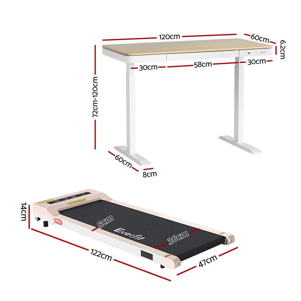 Electric Treadmill with 120cm Automatic Standing Desk Walking Pad 360mm - Furniture > Office > Desks - Rivercity House & Home Co. (ABN 18 642 972 209) - Affordable Modern Furniture Australia