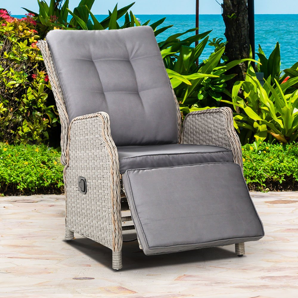 Elizabeth Wicker Recliner Chair (Grey) - Rivercity House & Home Co. (ABN 18 642 972 209) - Affordable Modern Furniture Australia