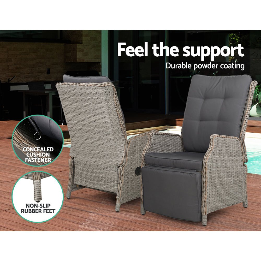 Elizabeth Wicker Recliner Chair (Grey) - Rivercity House & Home Co. (ABN 18 642 972 209) - Affordable Modern Furniture Australia