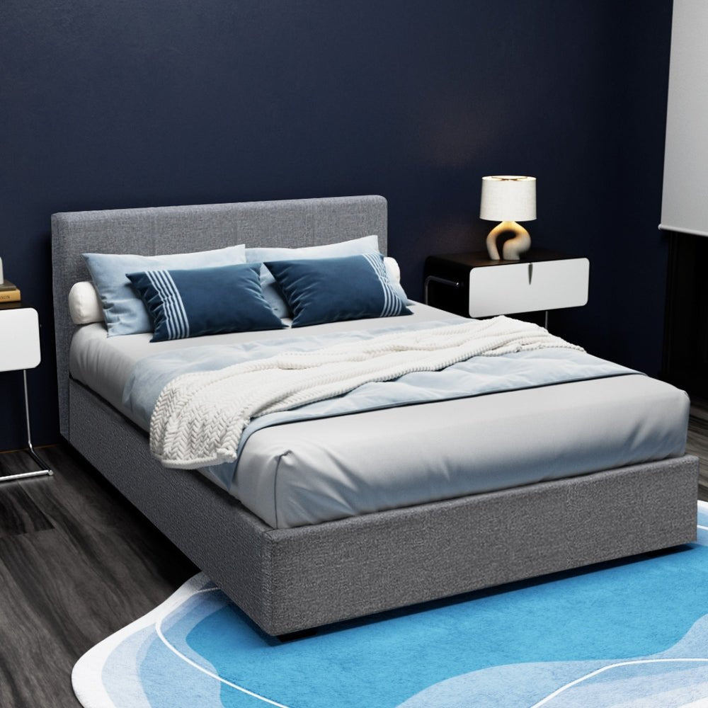 Elwood Storage Double Bed Frame Grey - Rivercity House & Home Co. (ABN 18 642 972 209) - Affordable Modern Furniture Australia