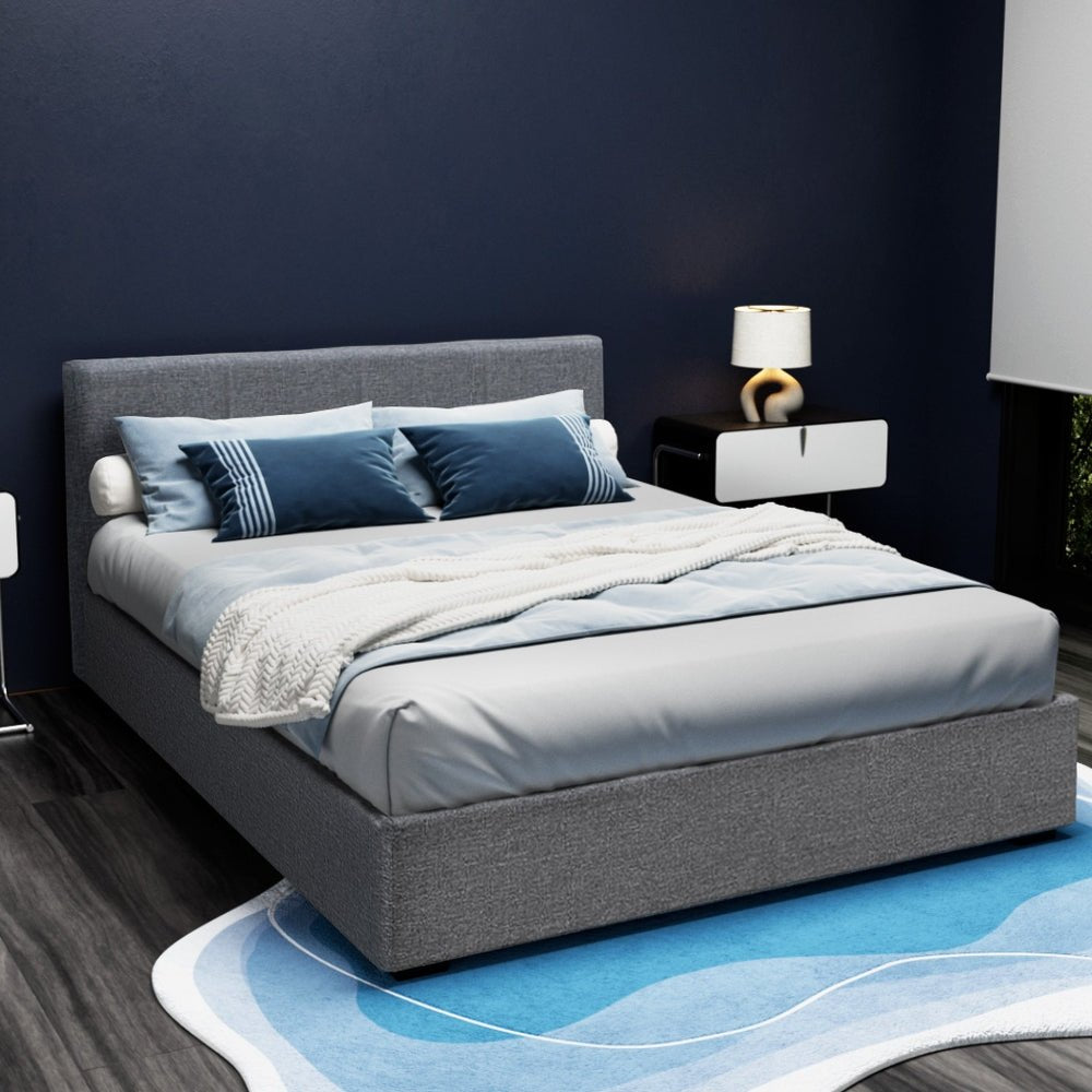 Elwood Storage Queen Bed Frame Grey - Rivercity House & Home Co. (ABN 18 642 972 209) - Affordable Modern Furniture Australia