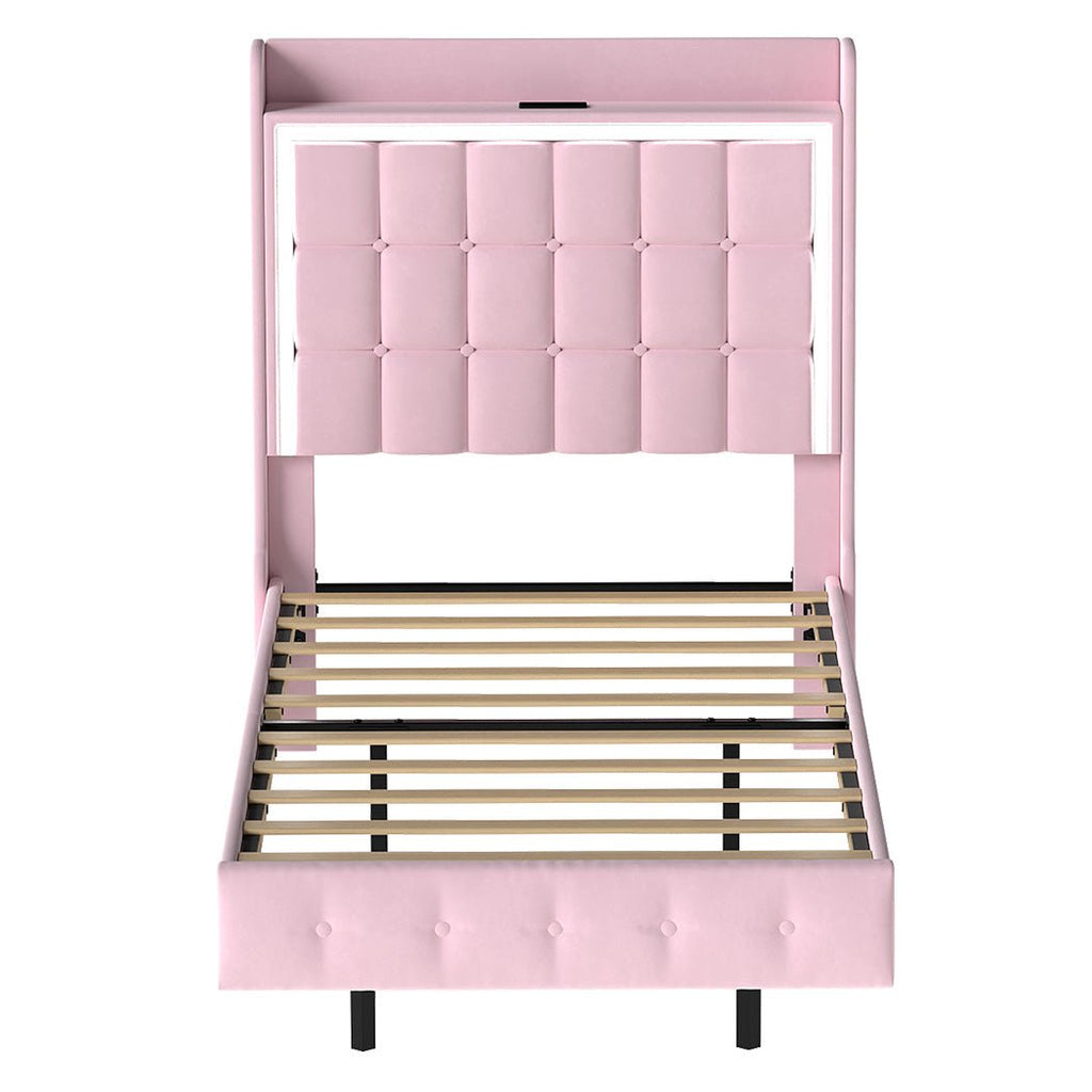 Evangeline Single Floating LED Bed – Pink - Rivercity House & Home Co ...