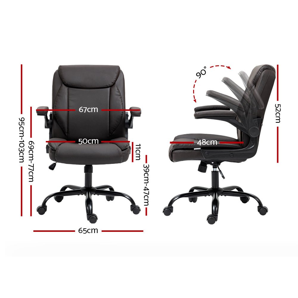 Executive Office Chair Mid Back Brwon - Furniture > Office > Office & Desk Chairs - Rivercity House & Home Co. (ABN 18 642 972 209) - Affordable Modern Furniture Australia