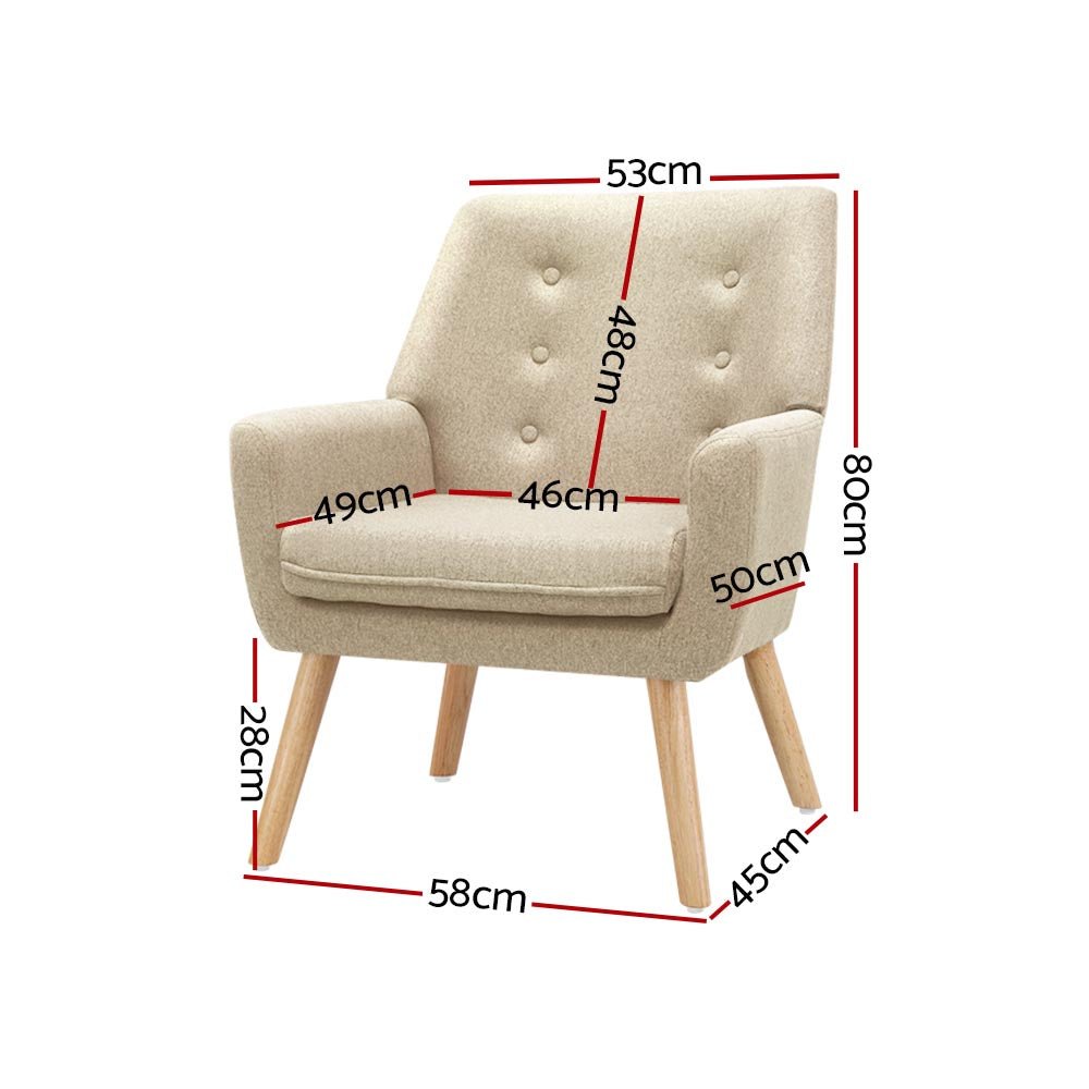 Fabric Dining Armchair - Beige - Rivercity House & Home Co. (ABN 18 642 972 209) - Affordable Modern Furniture Australia