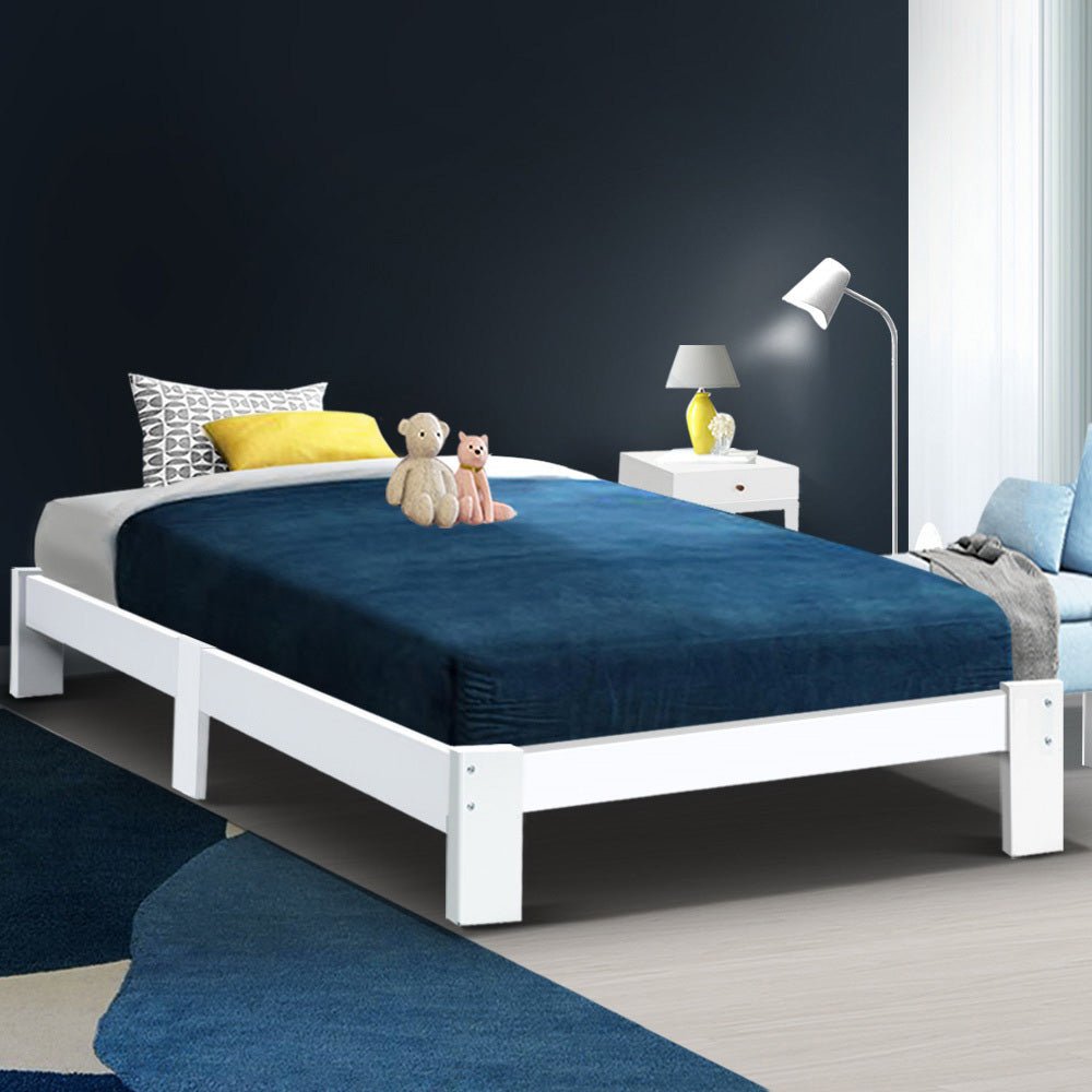 Fairy Wooden Single Bed Frame White - Rivercity House & Home Co. (ABN 18 642 972 209) - Affordable Modern Furniture Australia