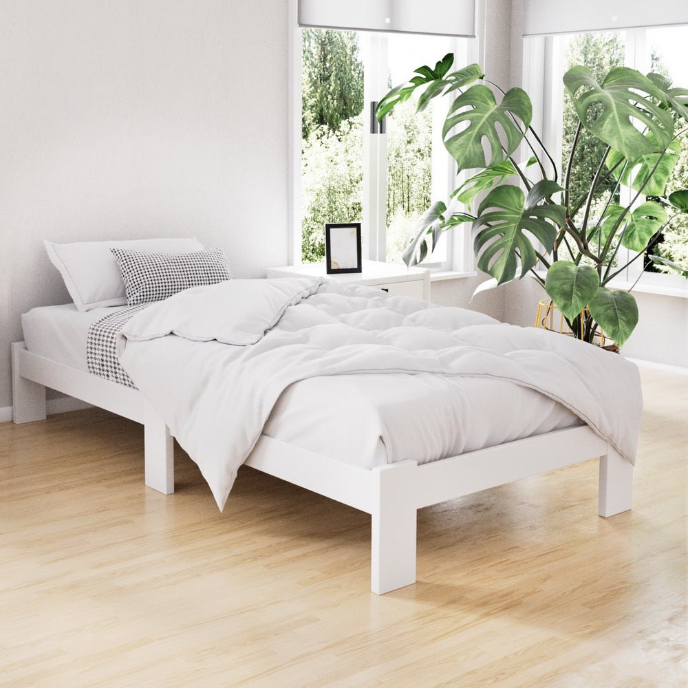 Fairy Wooden Single Bed Frame White - Rivercity House & Home Co. (ABN 18 642 972 209) - Affordable Modern Furniture Australia