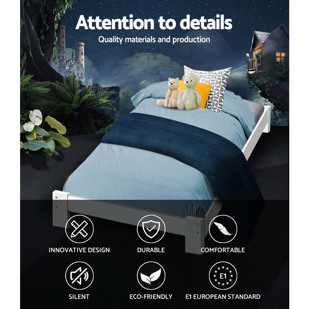 Fairy Wooden Single Bed Frame White - Rivercity House & Home Co. (ABN 18 642 972 209) - Affordable Modern Furniture Australia