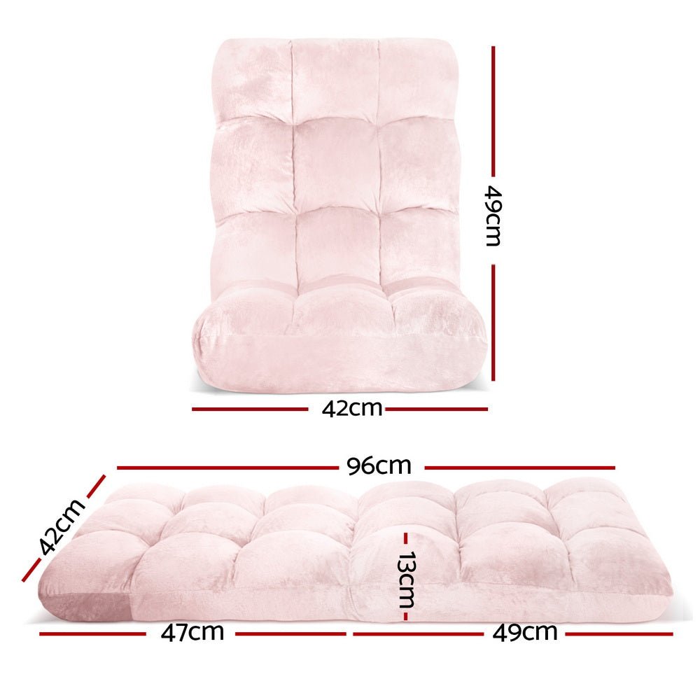 Floor Lounge Sofa Bed Flannel Fabric Pink - Furniture > Bar Stools & Chairs > Arm Chairs & Recliners - Rivercity House & Home Co. (ABN 18 642 972 209) - Affordable Modern Furniture Australia