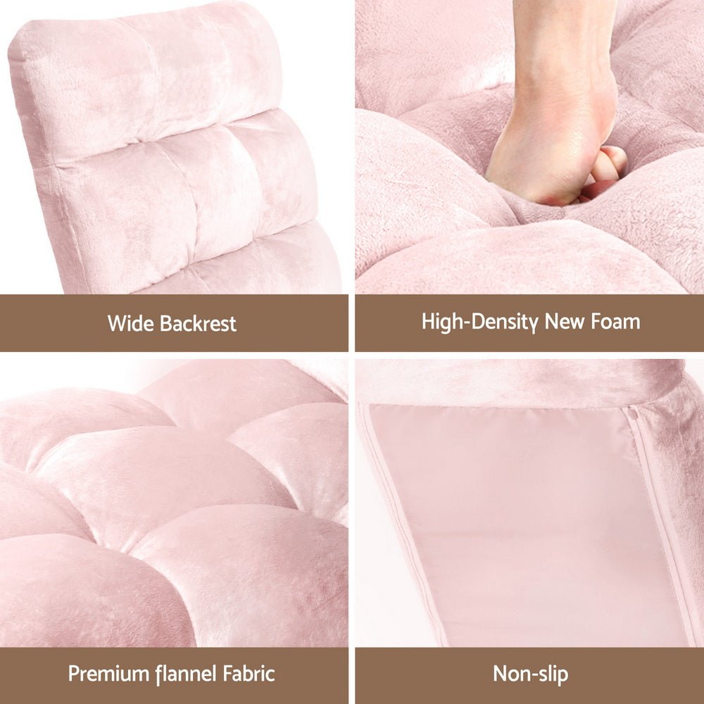 Floor Lounge Sofa Bed Flannel Fabric Pink - Furniture > Bar Stools & Chairs > Arm Chairs & Recliners - Rivercity House & Home Co. (ABN 18 642 972 209) - Affordable Modern Furniture Australia