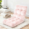 Adjustable Floor Lounge Sofa Bed with Flannel Fabric - Pink