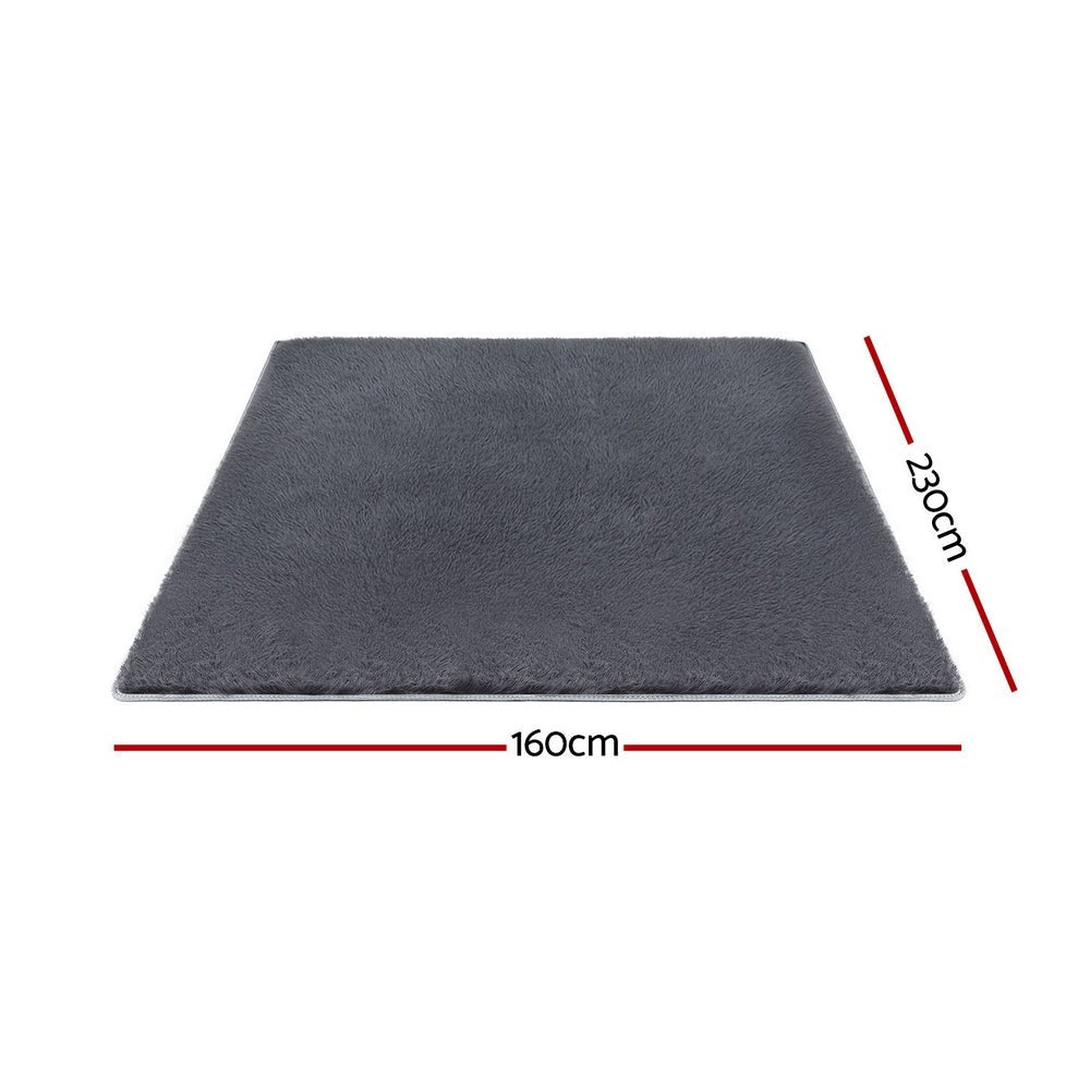 Floor Rug 160x230cm Plush Area Shaggy Rug Living Room Bedroom Carpet Grey - Home & Garden > Rugs > Floor Rugs - Rivercity House & Home Co. (ABN 18 642 972 209) - Affordable Modern Furniture Australia