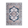 Large 200x290cm Washable Persian Area Rug with Anti-Slip Backing - Teal & Blush