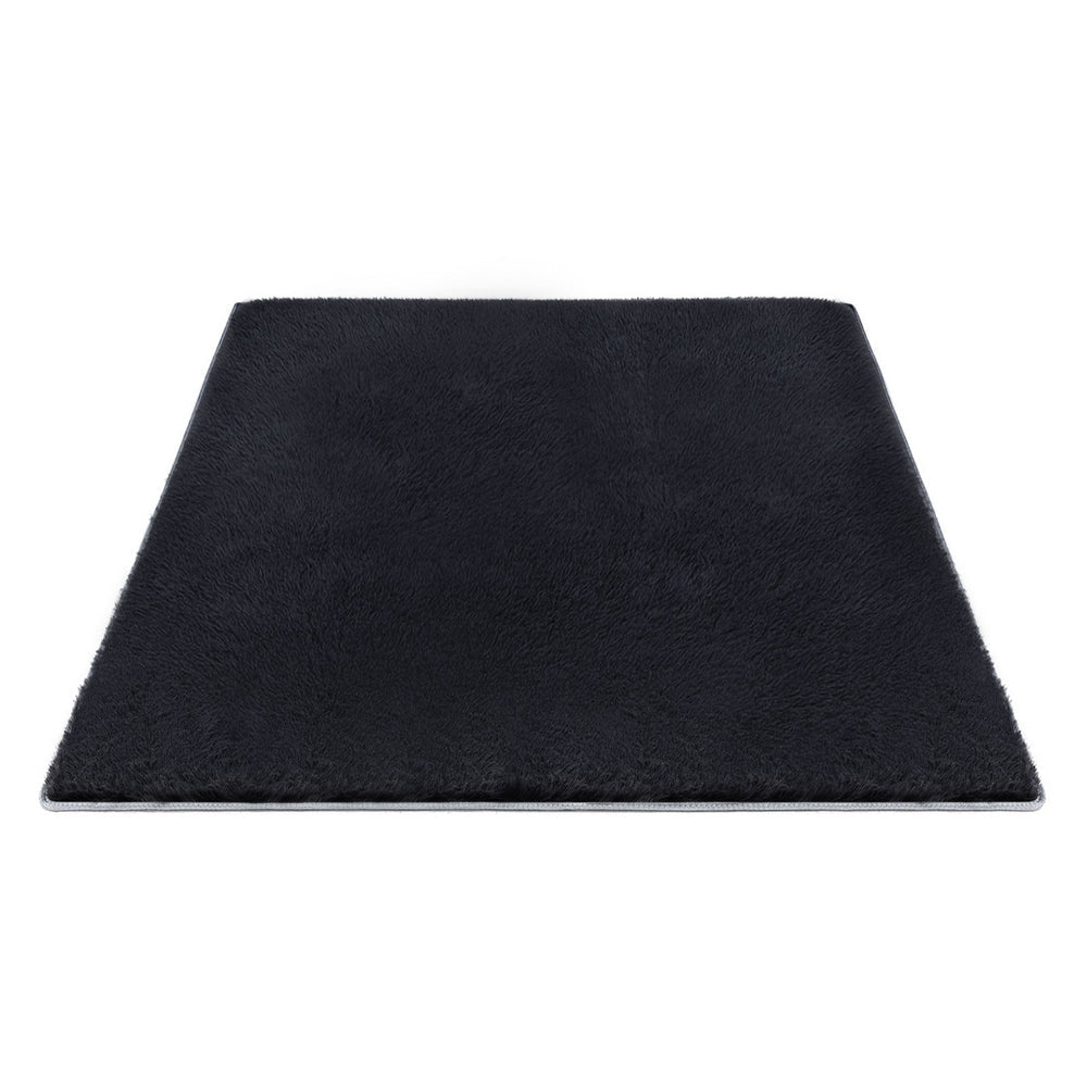 Floor Rug 200x290cm Plush Area Shaggy Rug Living Room Bedroom Carpet Black - Home & Garden > Rugs > Floor Rugs - Rivercity House & Home Co. (ABN 18 642 972 209) - Affordable Modern Furniture Australia