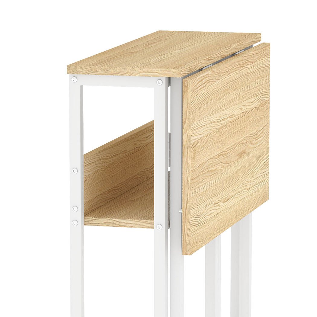 Foldable Computer Desk with Storage Shelf and Wheels for Home Office - Oak and White - Rivercity House & Home Co. (ABN 18 642 972 209) - Affordable Modern Furniture Australia