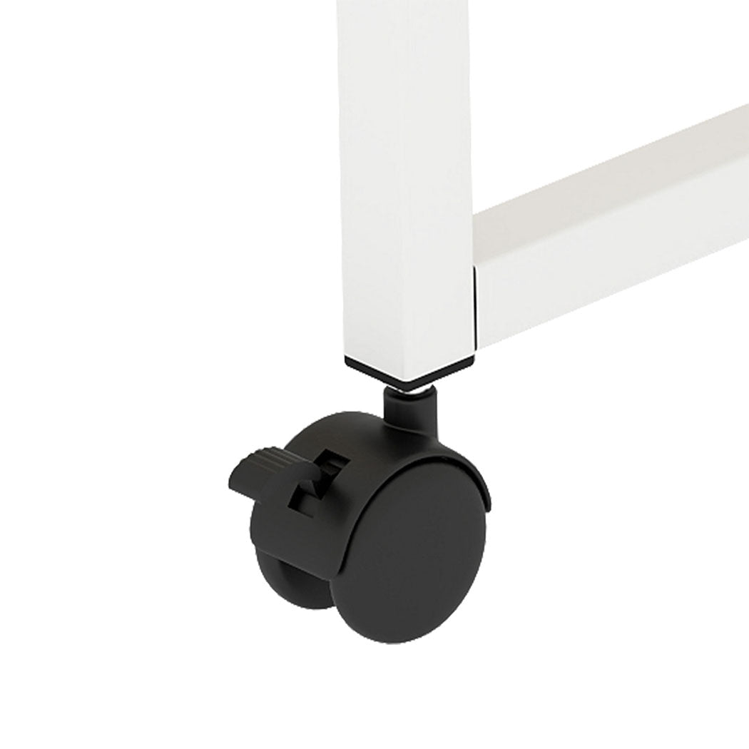 Foldable Computer Desk with Storage Shelf and Wheels for Home Office - Oak and White - Rivercity House & Home Co. (ABN 18 642 972 209) - Affordable Modern Furniture Australia