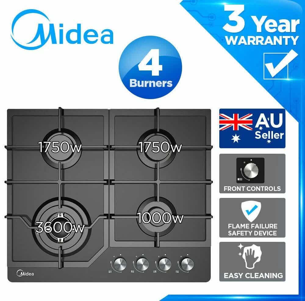 Gas Glass Cooktop 60cm Black - Appliances > Kitchen Appliances > Cooktops & Stoves - Rivercity House & Home Co. (ABN 18 642 972 209) - Affordable Modern Furniture Australia