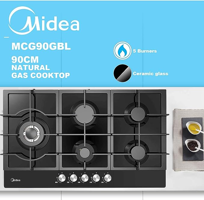 Gas Glass Cooktop 90cm Black - Appliances > Kitchen Appliances > Cooktops & Stoves - Rivercity House & Home Co. (ABN 18 642 972 209) - Affordable Modern Furniture Australia