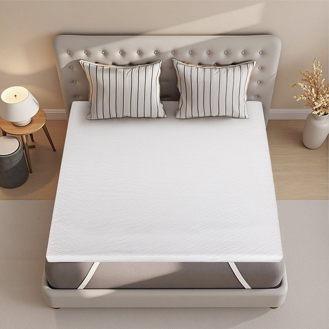 Gel Memory Foam Mattress Topper Double 8CM Cool Support - White - Rivercity House & Home Co. (ABN 18 642 972 209) - Affordable Modern Furniture Australia