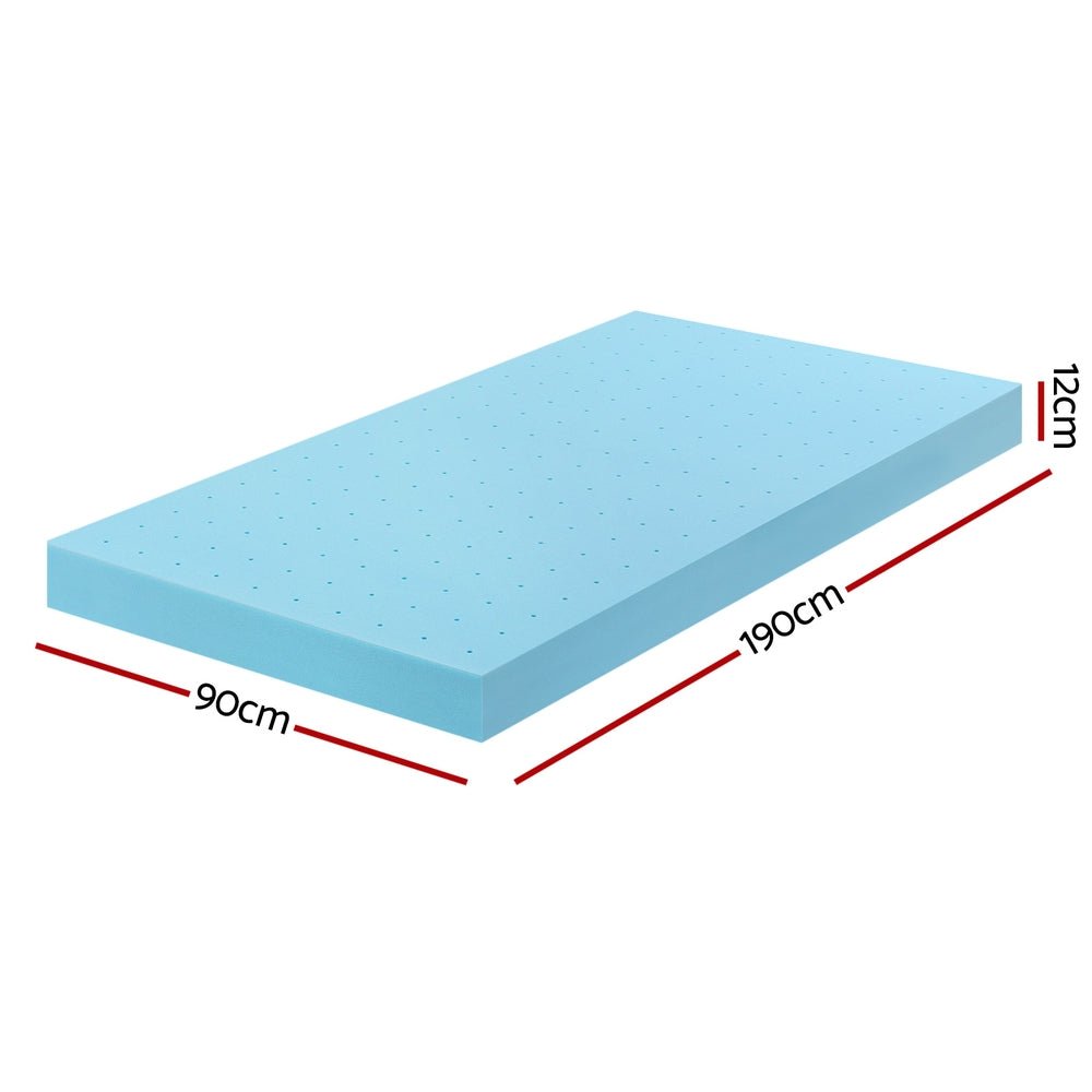 Giselle 12cm Memory Foam Mattress Topper Ventilated Cool Gel Bamboo Cover Single - Furniture > Mattresses > Mattress Toppers - Rivercity House & Home Co. (ABN 18 642 972 209) - Affordable Modern Furniture Australia