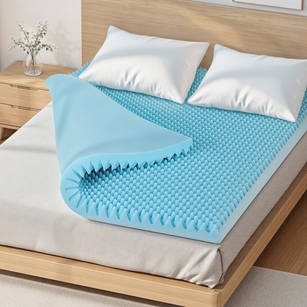 Giselle 8cm Memory Foam Mattress Topper Gel Egg Crate Foam Bamboo Queen - Furniture > Mattresses > Mattress Toppers - Rivercity House & Home Co. (ABN 18 642 972 209) - Affordable Modern Furniture Australia