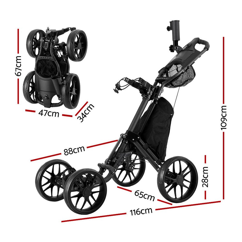 Golf Buggy Foldable Trolley Golf Cart Wheels Umbrella Bottle Holder - Sports & Fitness > Golf - Rivercity House & Home Co. (ABN 18 642 972 209) - Affordable Modern Furniture Australia