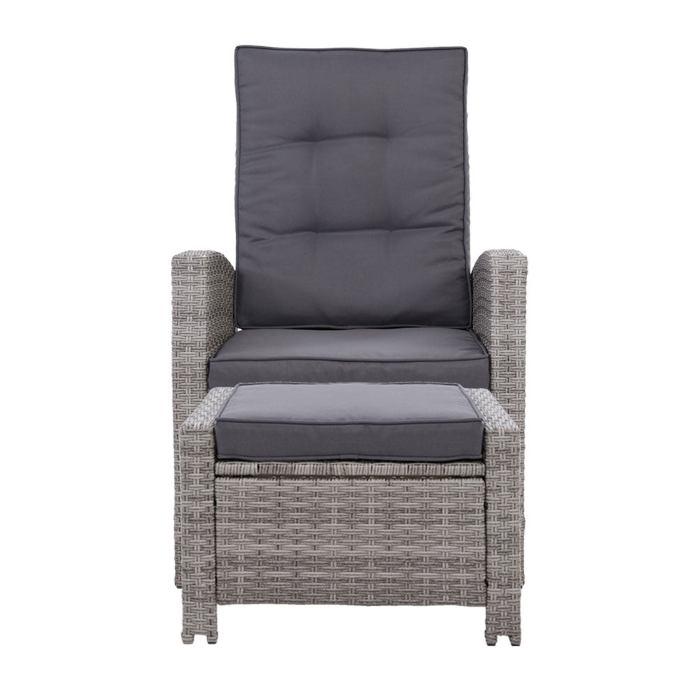 Grey Wicker Sun lounge Recliners With Ottomans (Twin Pack) - Rivercity House & Home Co. (ABN 18 642 972 209) - Affordable Modern Furniture Australia