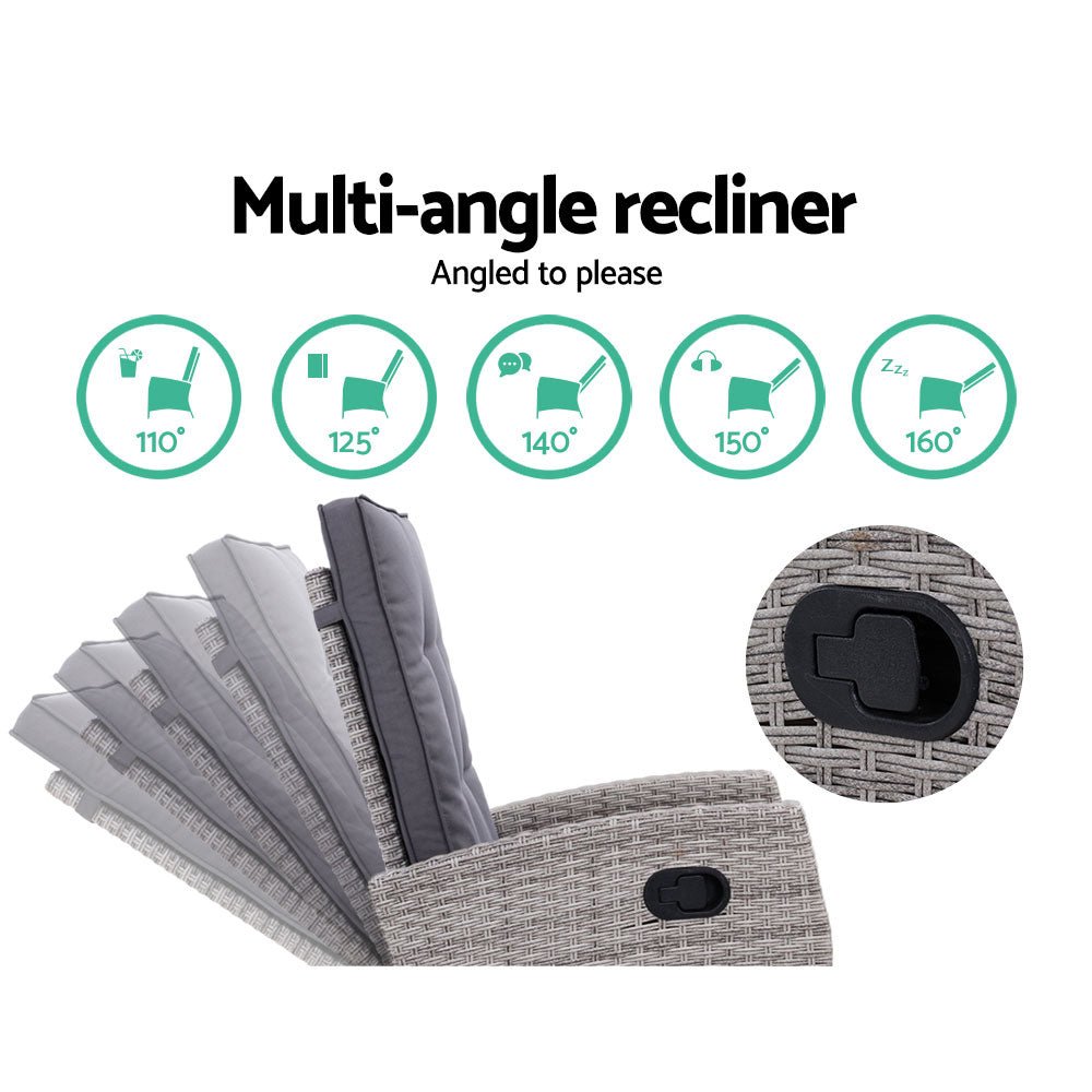 Grey Wicker Sun lounge Recliners With Ottomans (Twin Pack) - Rivercity House & Home Co. (ABN 18 642 972 209) - Affordable Modern Furniture Australia