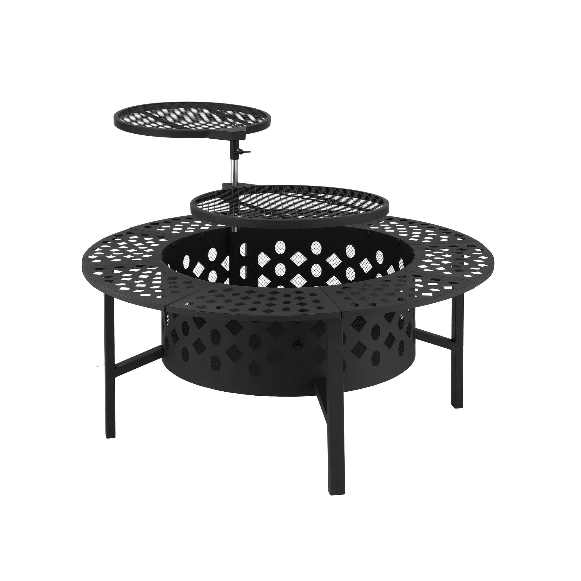 Grillz 3 - in - 1 Portable Fire Pit BBQ Charcoal Smoker with Mesh Pits - Black - Home & Garden > Firepits > Fire Pits - Rivercity House & Home Co. (ABN 18 642 972 209) - Affordable Modern Furniture Australia