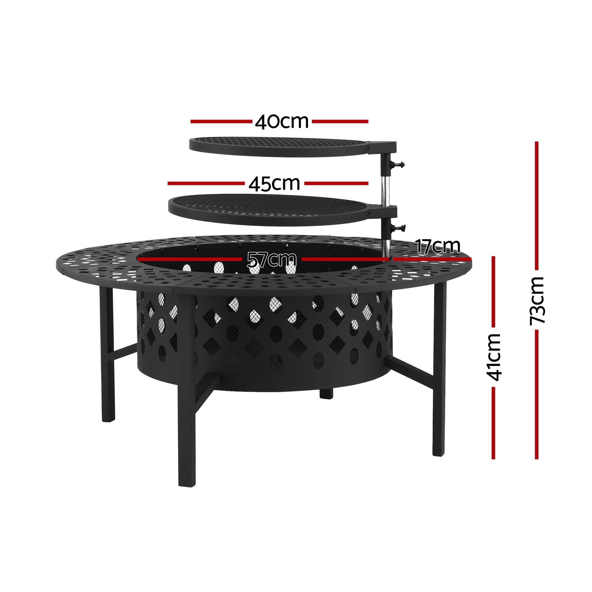 Grillz 3 - in - 1 Portable Fire Pit BBQ Charcoal Smoker with Mesh Pits - Black - Home & Garden > Firepits > Fire Pits - Rivercity House & Home Co. (ABN 18 642 972 209) - Affordable Modern Furniture Australia