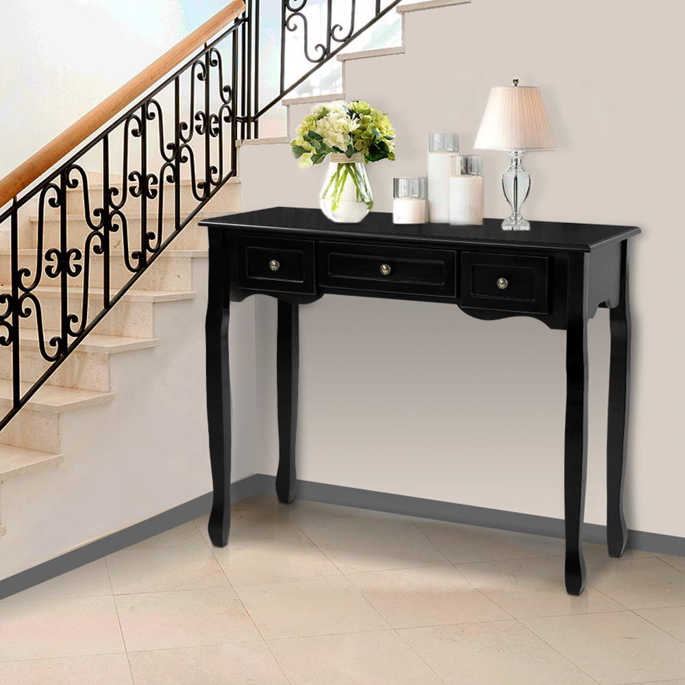 Hallway Console Table Hall Side Dressing Entry Display 3 Drawers Black - Rivercity House & Home Co. (ABN 18 642 972 209) - Affordable Modern Furniture Australia