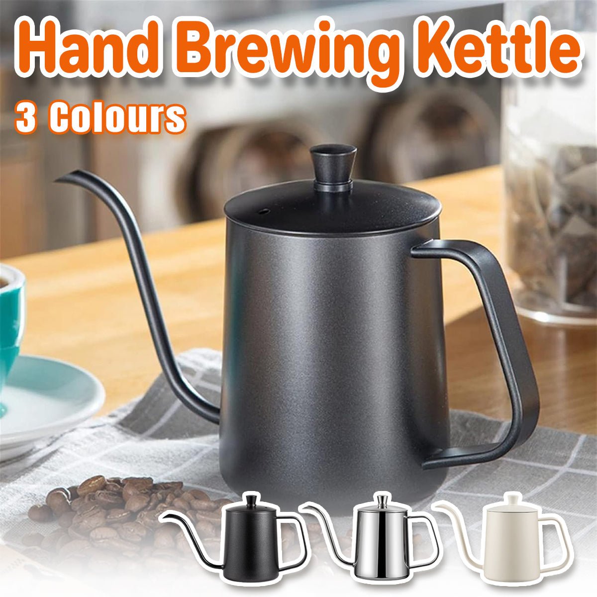 Hand Drip Coffee Pot Stainless Steel Fine Spout Hanging Ear Filter Cup Kettle - Black - Appliances > Kitchen Appliances > Coffee Machines & Accessories - Rivercity House & Home Co. (ABN 18 642 972 209) - Affordable Modern Furniture Australia