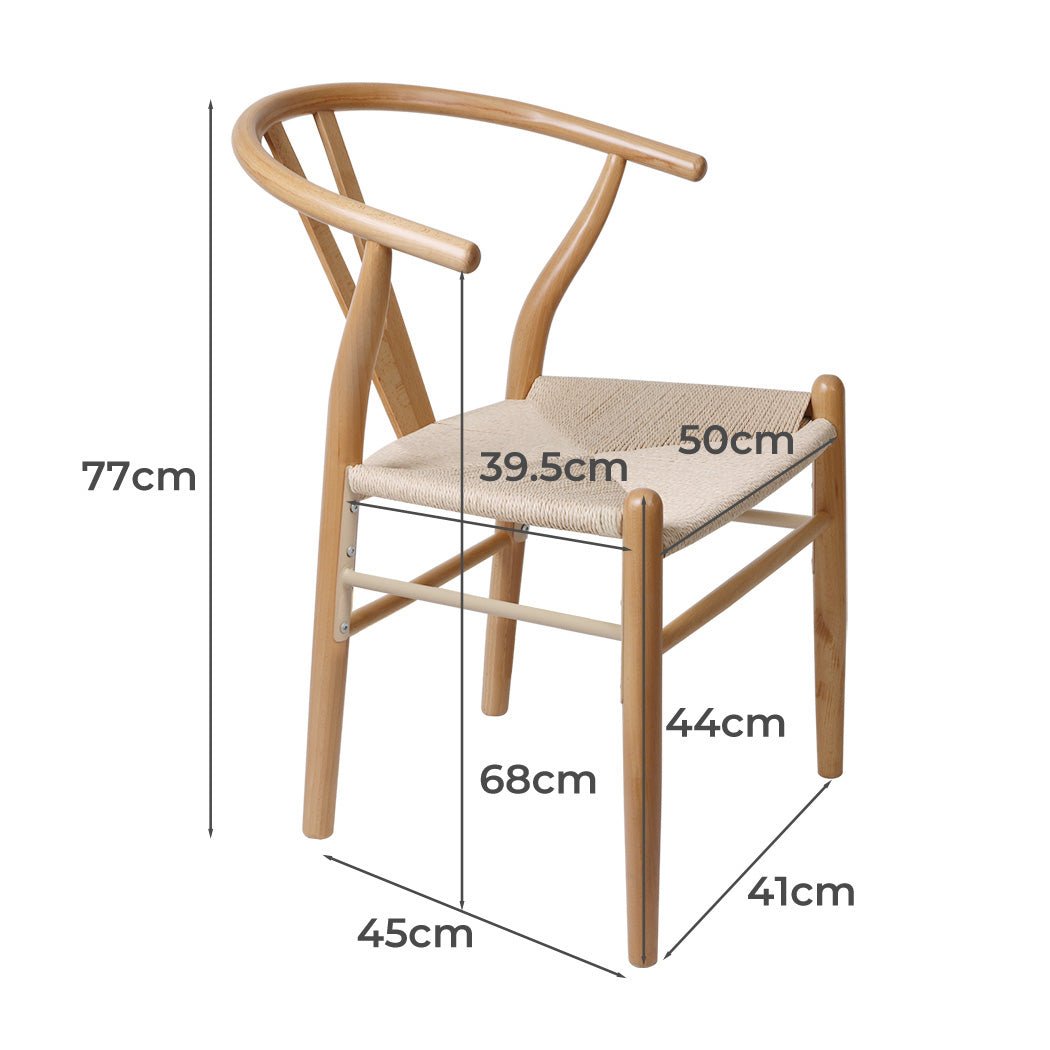 Hans Solid Wood Dining Chairs Set of 4 with Rattan Seat - Natural - Rivercity House & Home Co. (ABN 18 642 972 209) - Affordable Modern Furniture Australia