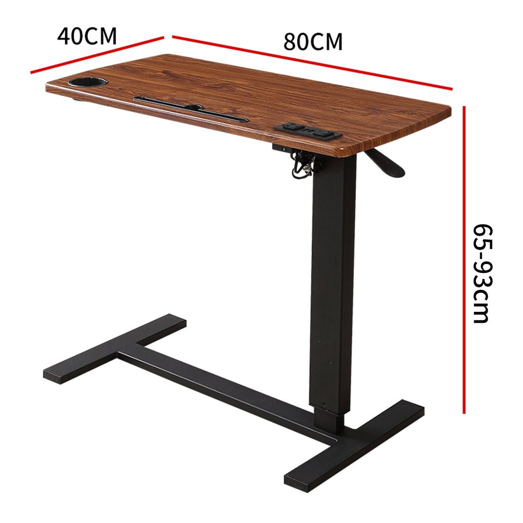 Height Adjustable Standing Desk with Power & USB Ports - Brown - Rivercity House & Home Co. (ABN 18 642 972 209) - Affordable Modern Furniture Australia