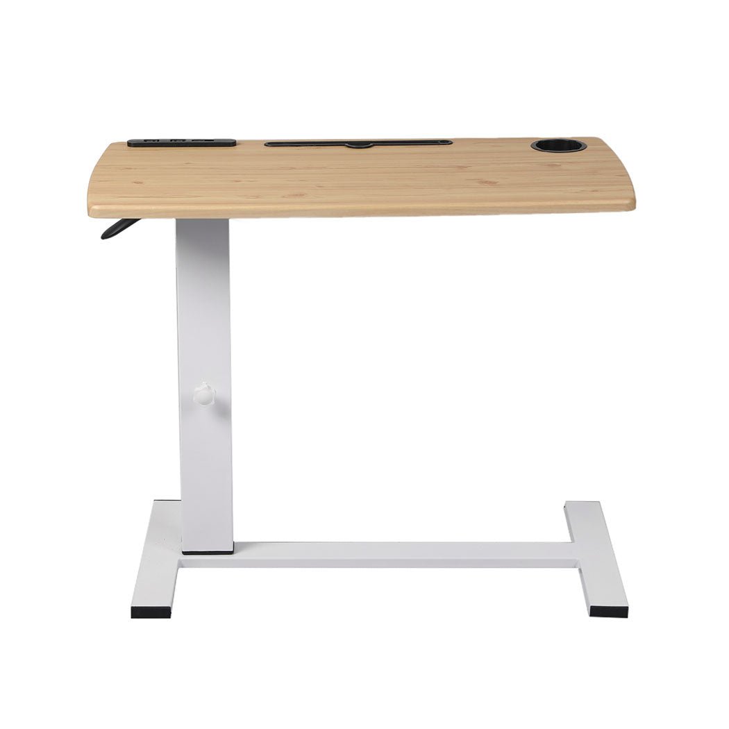 Height Adjustable Standing Desk with Power & USB Ports - Oak - Rivercity House & Home Co. (ABN 18 642 972 209) - Affordable Modern Furniture Australia