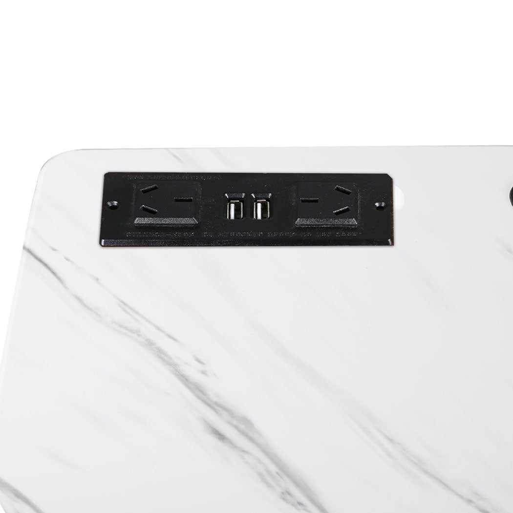 Height Adjustable Standing Desk with Power & USB Ports - White - Rivercity House & Home Co. (ABN 18 642 972 209) - Affordable Modern Furniture Australia