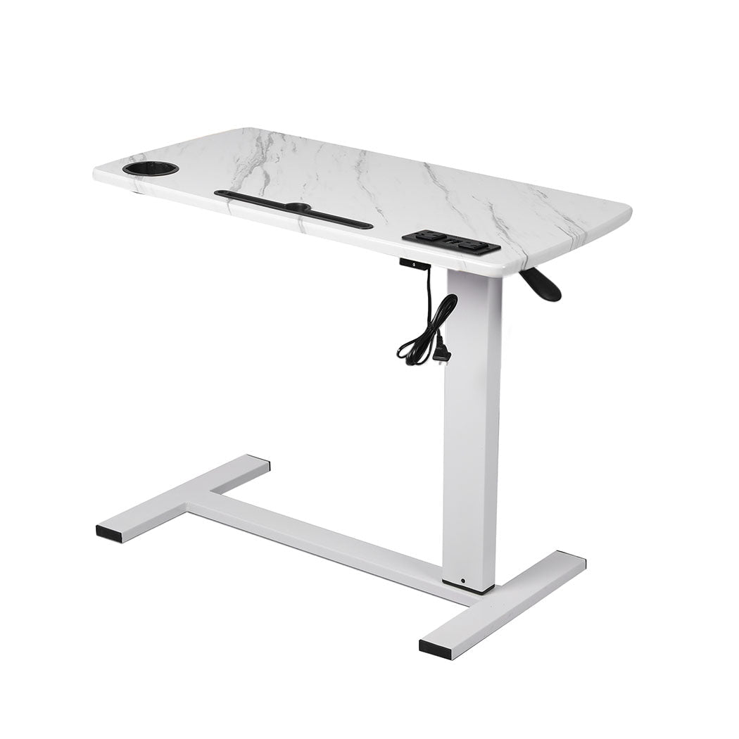 Height Adjustable Standing Desk with Power & USB Ports - White - Rivercity House & Home Co. (ABN 18 642 972 209) - Affordable Modern Furniture Australia