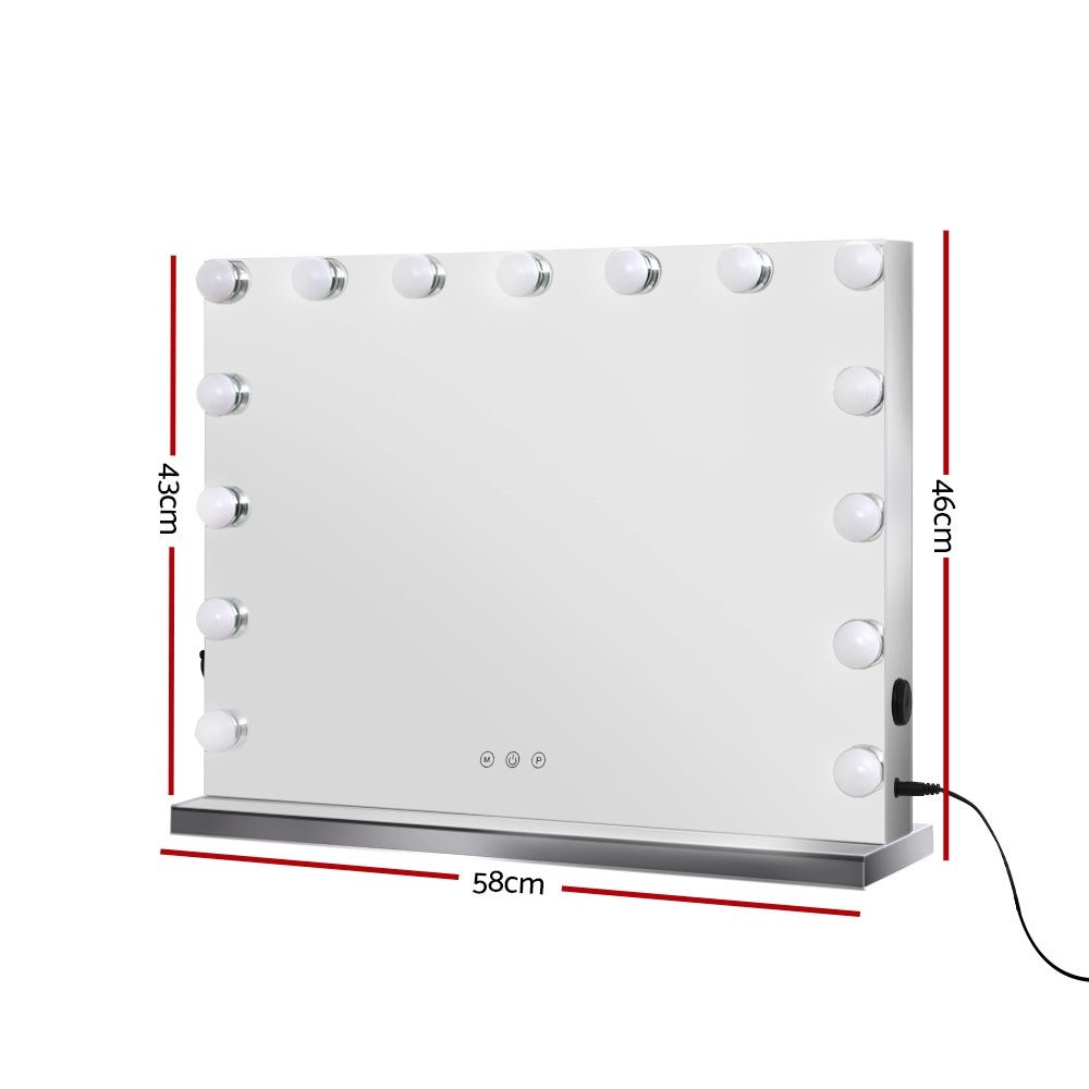 Hollywood Frameless Makeup Mirror With 15 LED 58cm x 46cm - Rivercity House & Home Co. (ABN 18 642 972 209) - Affordable Modern Furniture Australia