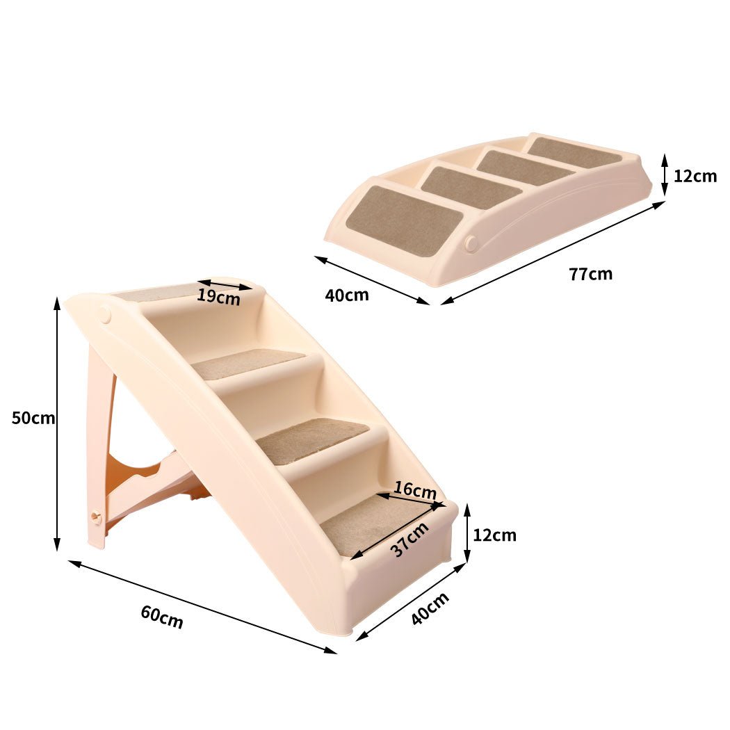 Indoor Foldable Pet Ramp Dog Steps with Anti - Slip Mat - Brown - Rivercity House & Home Co. (ABN 18 642 972 209) - Affordable Modern Furniture Australia