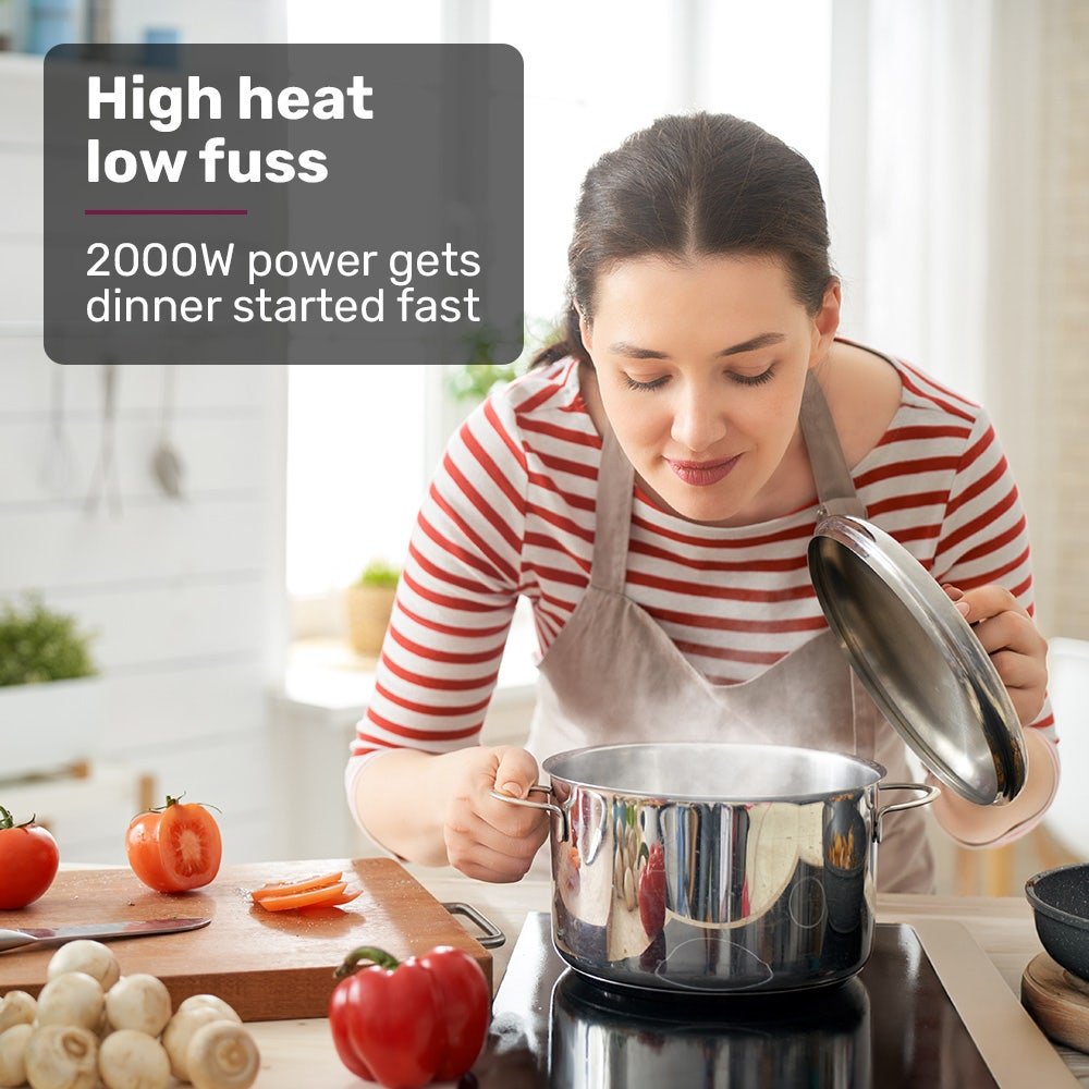 Induction Cooktop, 2000W, 9 Heat Levels, Fast Electric Portable Cooker ...