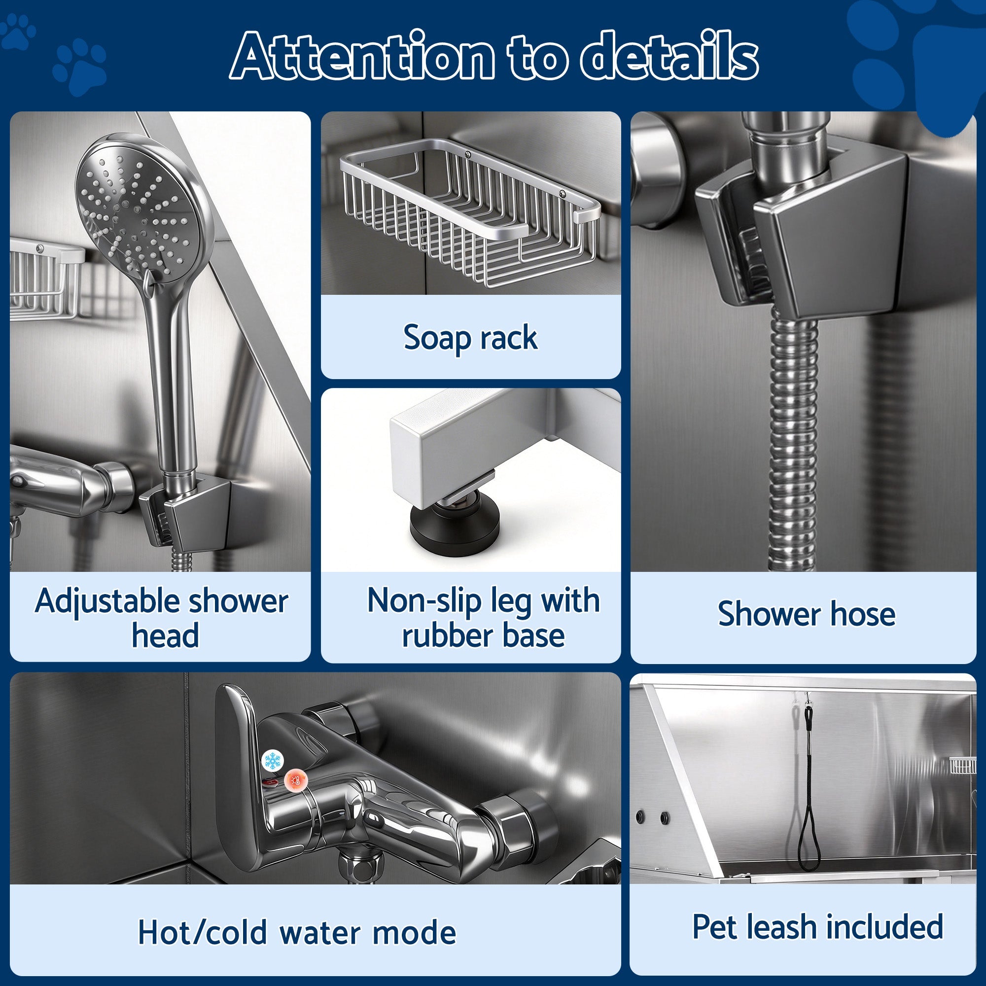 i.Pet Electric Adjustable Height Dog Bath Tub 127cm Stainless Steel - Silver and White - Pet Care > Cleaning & Maintenance > Pet Cleaning Supplies - Rivercity House & Home Co. (ABN 18 642 972 209) - Affordable Modern Furniture Australia