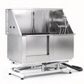 Electric Adjustable Height Dog Bath Tub 127cm Stainless Steel - Silver and White