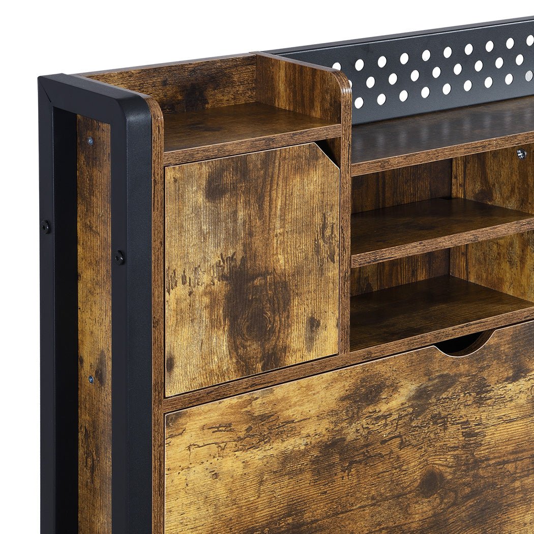 Kensley Queen LED Storage Bed Frame – Industrial - Rivercity House & Home Co. (ABN 18 642 972 209) - Affordable Modern Furniture Australia