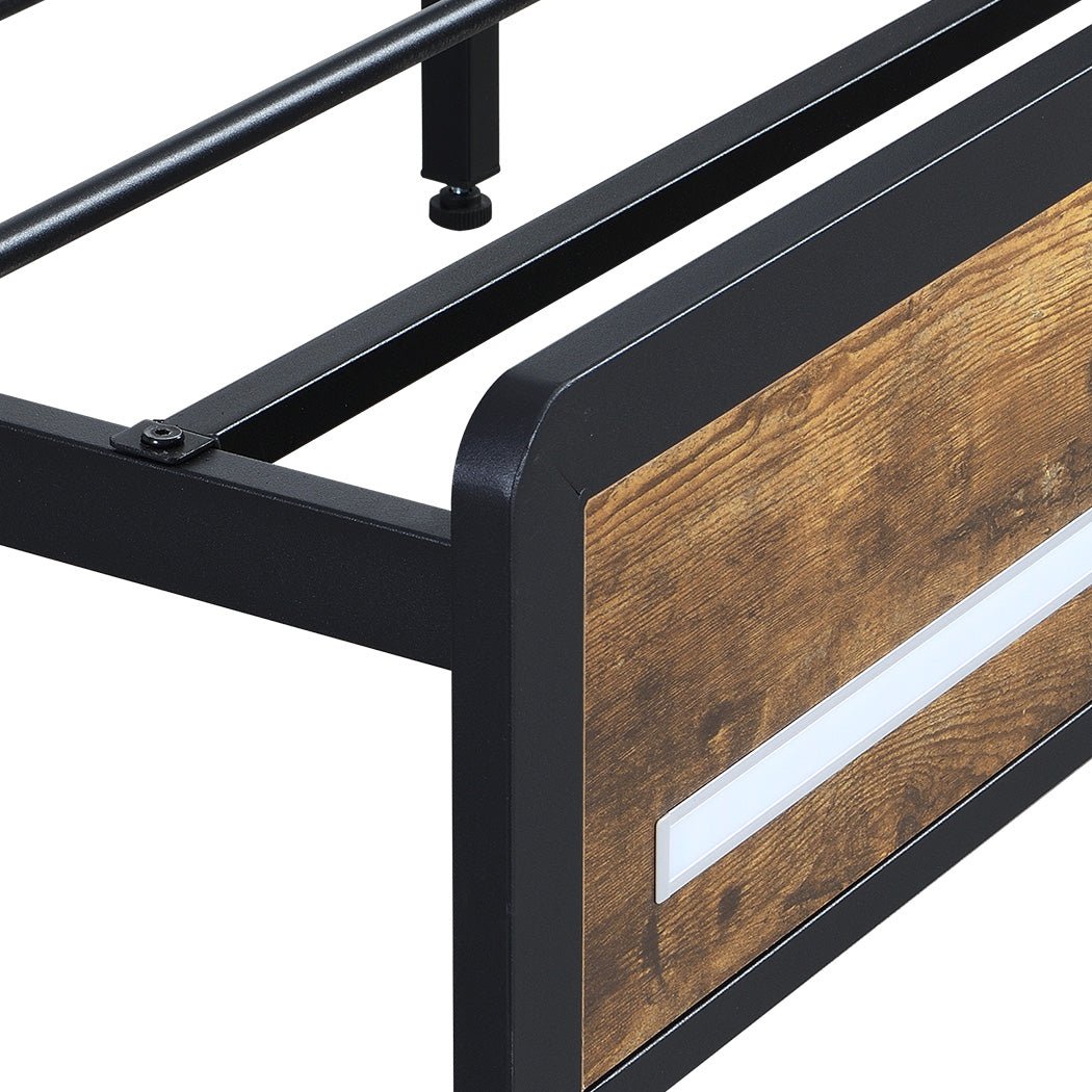 Kensley Queen LED Storage Bed Frame – Industrial - Rivercity House & Home Co. (ABN 18 642 972 209) - Affordable Modern Furniture Australia