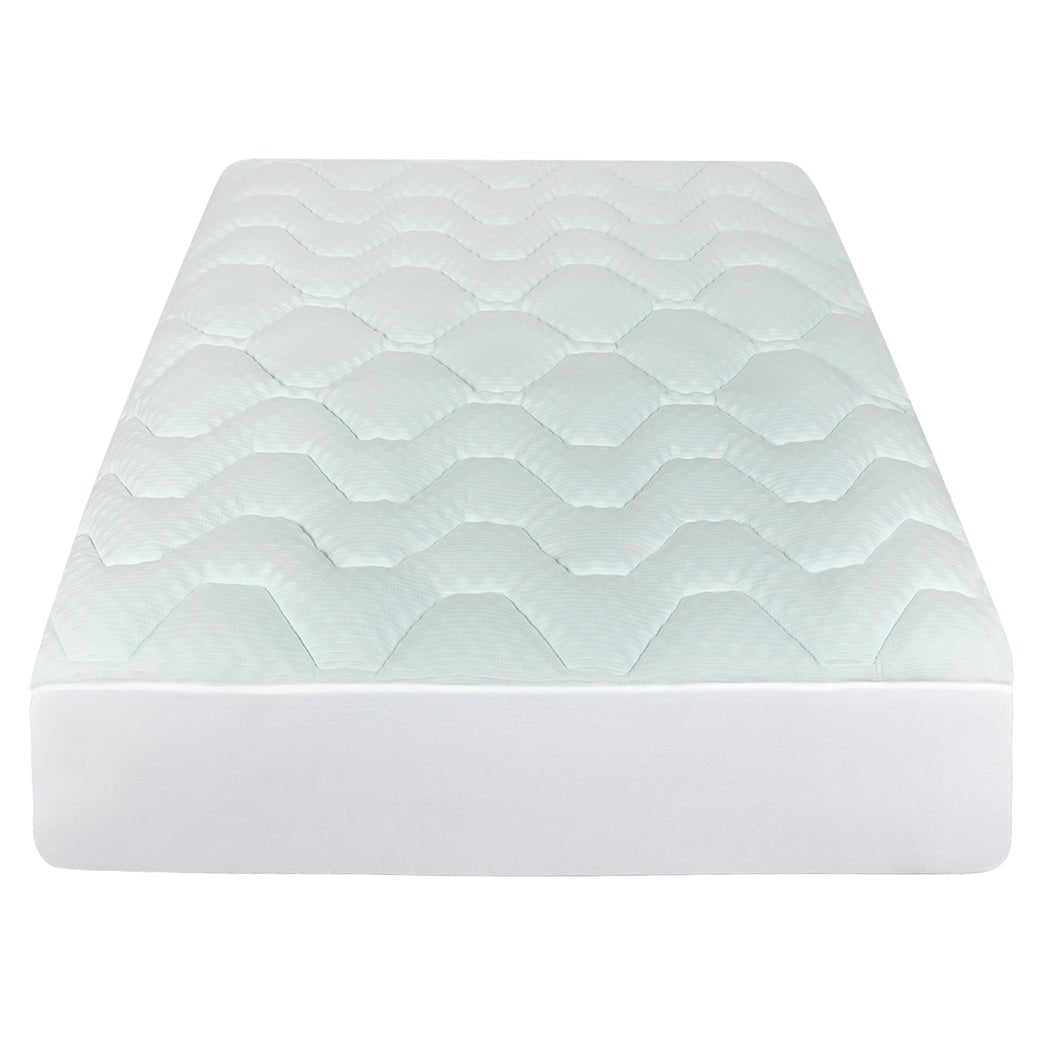 King Single Pillowtop Mattress Topper with Bamboo Cover - White & Blue - Rivercity House & Home Co. (ABN 18 642 972 209) - Affordable Modern Furniture Australia